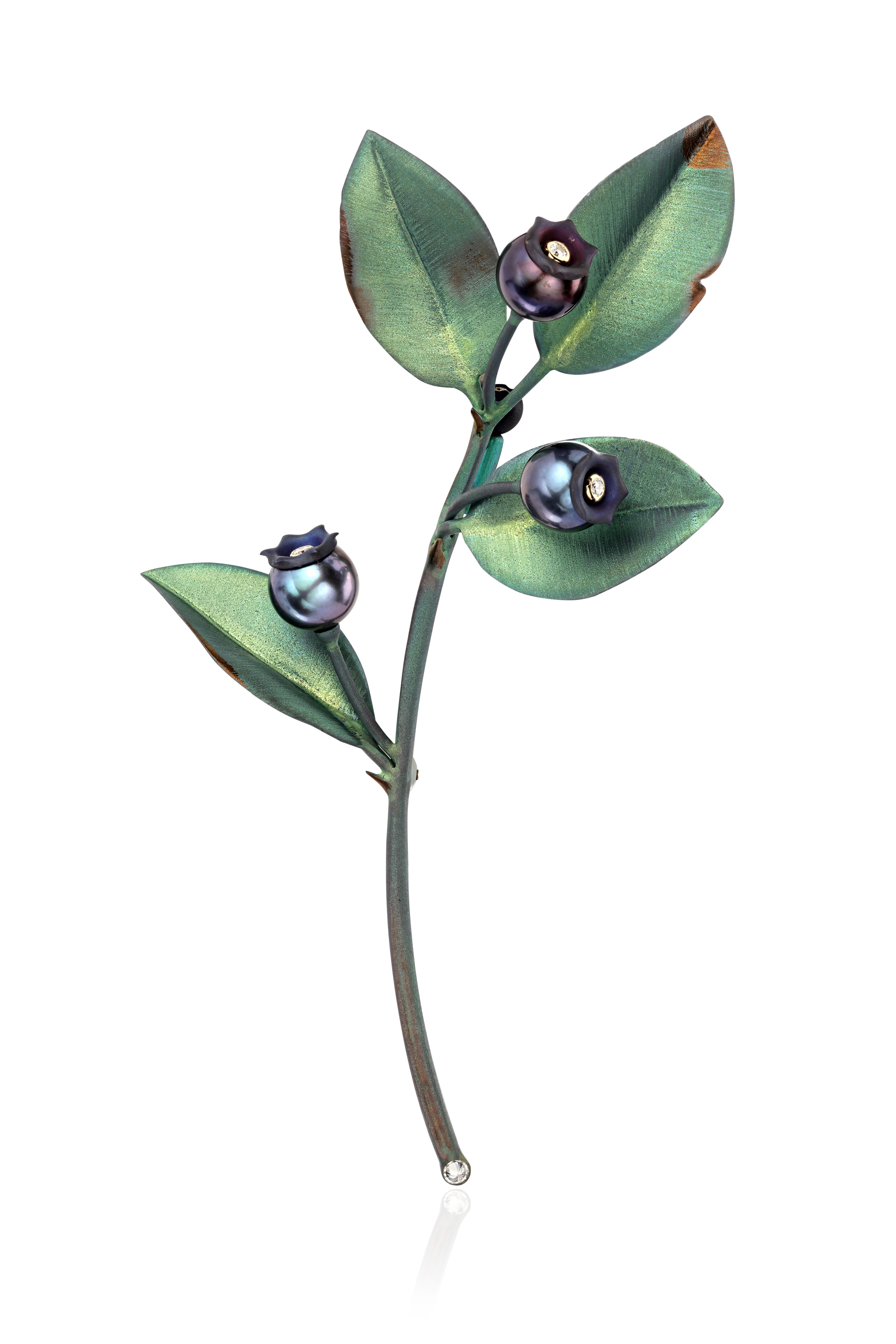 Брошь и серьги «Черника»